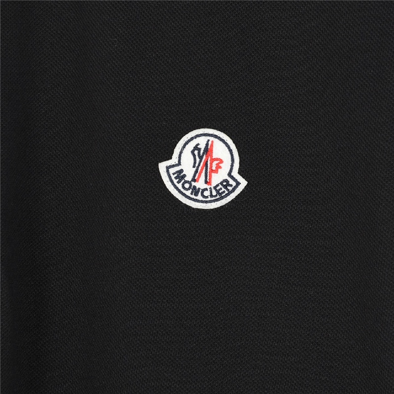Moncler Classic Small Logo Neckband Ribbon Short - sleeved Polo Shirt