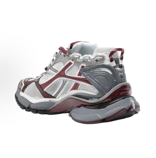 Balenciaga Runner round-toe lace-up casual shoes for man and woman in white, gray and red