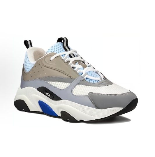 DIOR B22 leather shock-absorbing, anti-slip, wear-resistant, breathable, low-top casual shoes for men and women, white, gray and blue, Global purchase >
