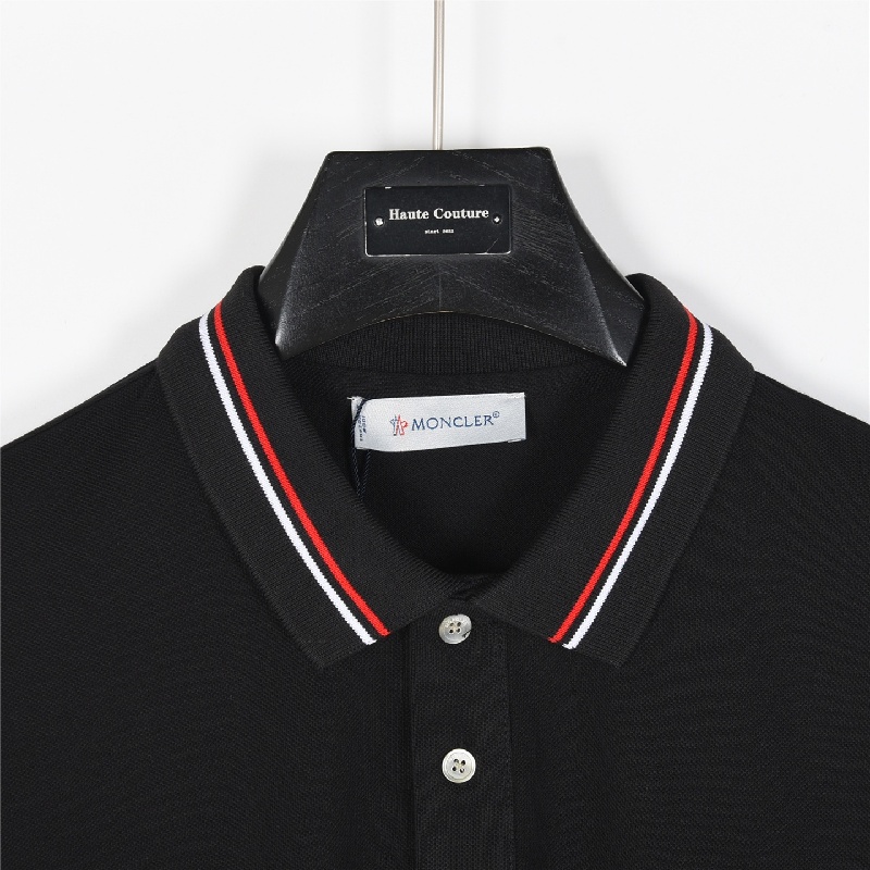 Moncler Classic Small Logo Neckband Ribbon Short - sleeved Polo Shirt