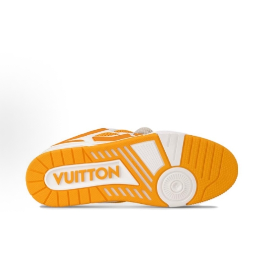 LOUIS VUITTON LV Skate Sneaker Round-toe lace-up low-top skate shoes for men and women, white and orange