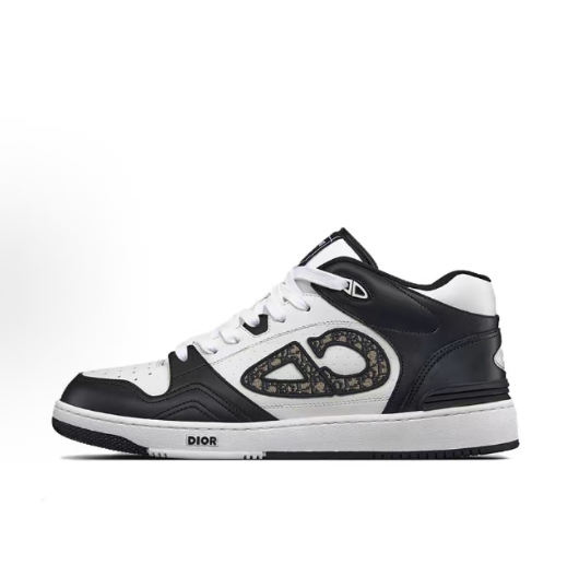 DIOR B57 CD printed flat, comfortable, elegant, anti-slip and wear-resistant mid-top sneakers for men and woman in black and white
