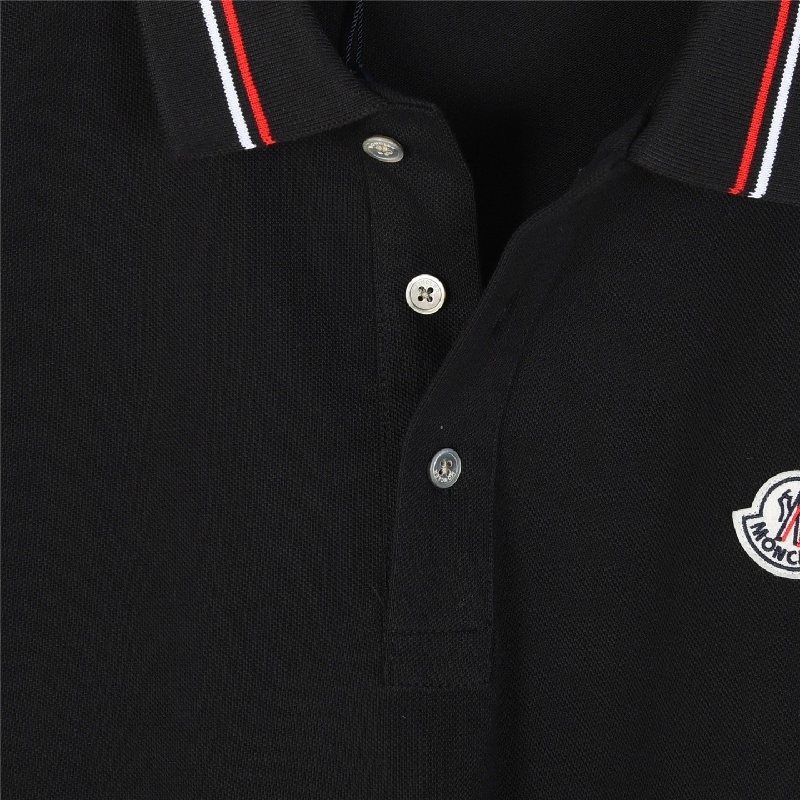 Moncler Classic Small Logo Neckband Ribbon Short - sleeved Polo Shirt