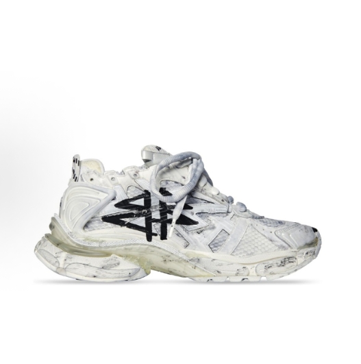 Balenciaga Runner Graffiti Mesh lace-up Low top sport casual shoes for man and woman in white and black as old version >