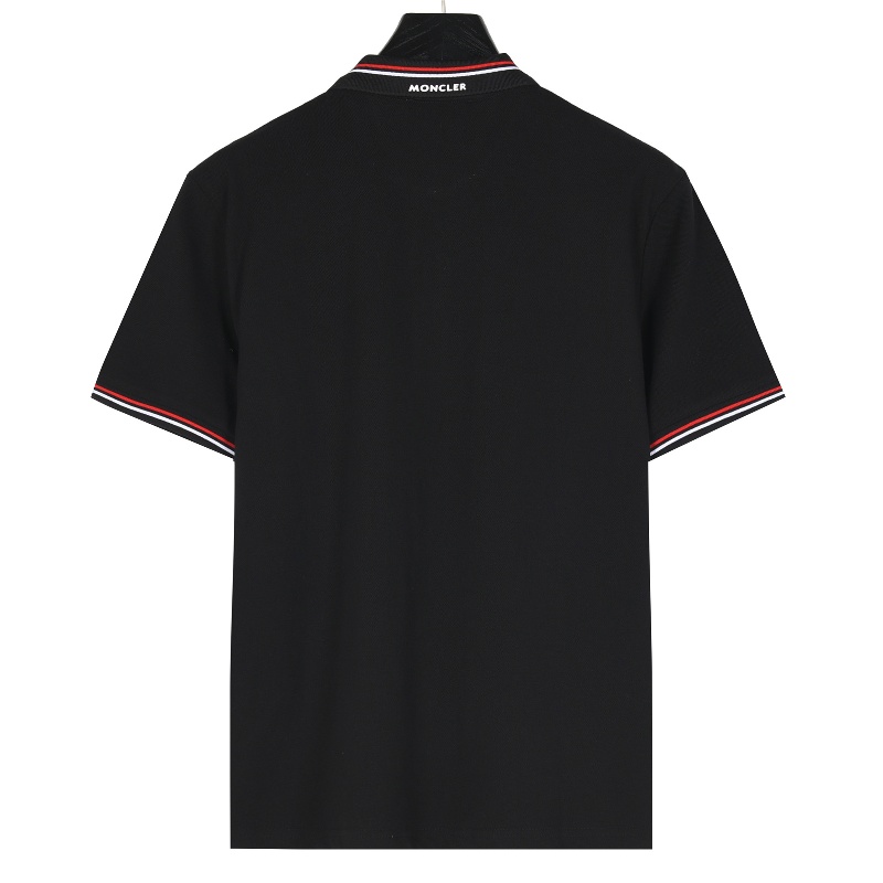 Moncler Classic Small Logo Neckband Ribbon Short - sleeved Polo Shirt