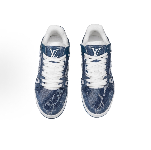 LOUIS VUITTON Trainer LV denim leather American retro Western Trendy, noble and high-end luxury distressed, anti-slip, wear-resistant low-top sneakers