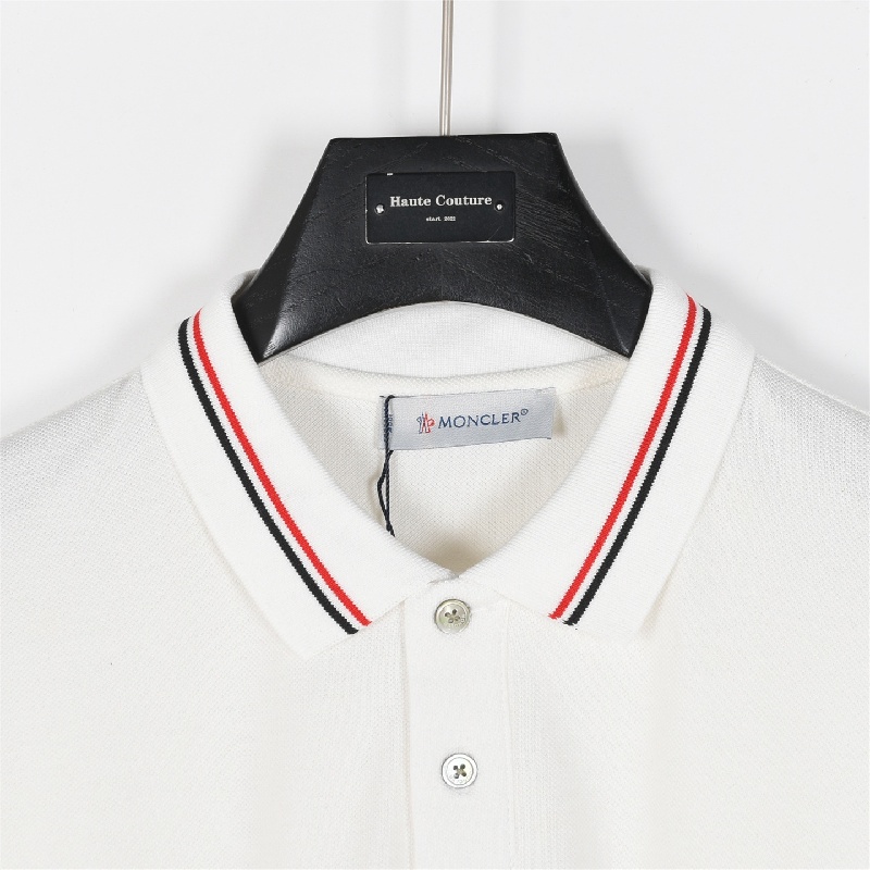 Moncler Classic Short-sleeved Polo Shirt with Small Logo and Ribbon on the Collar
