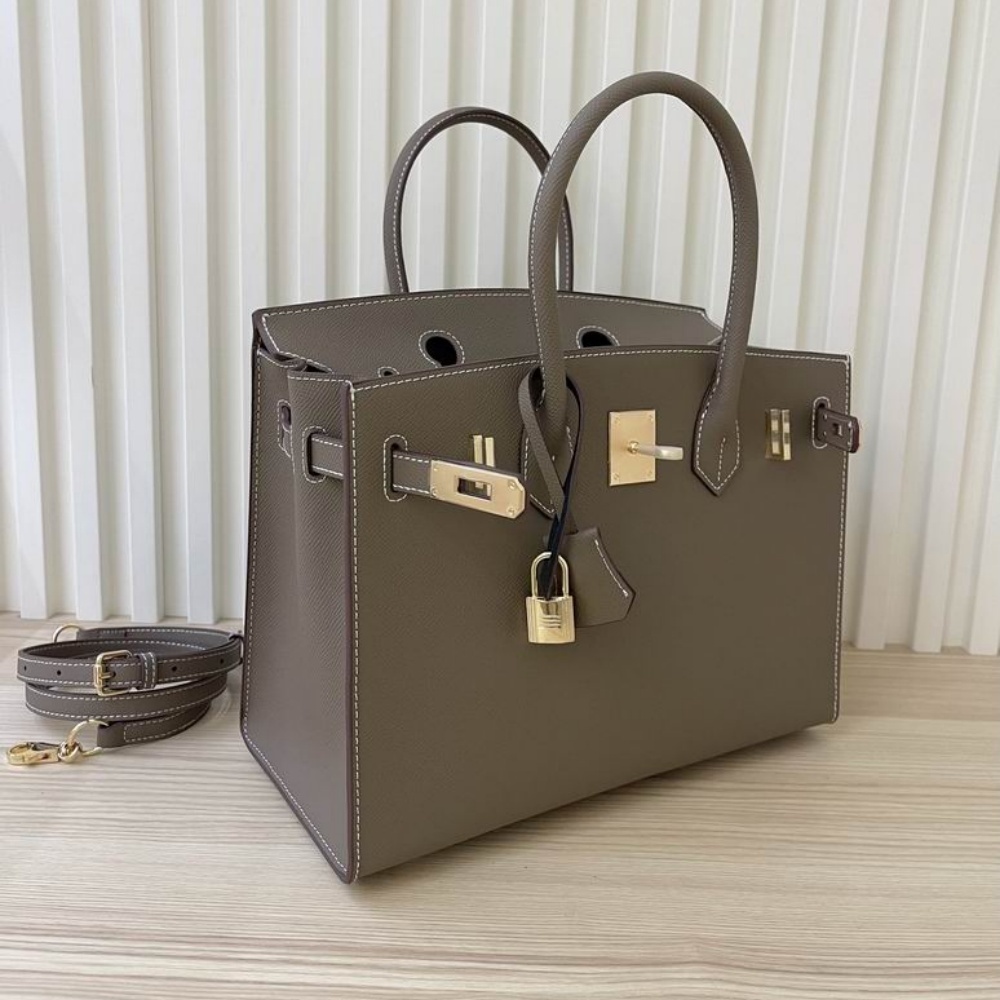 HERMES Birkin 30 Handbag, Women's Style, Elephant Grey