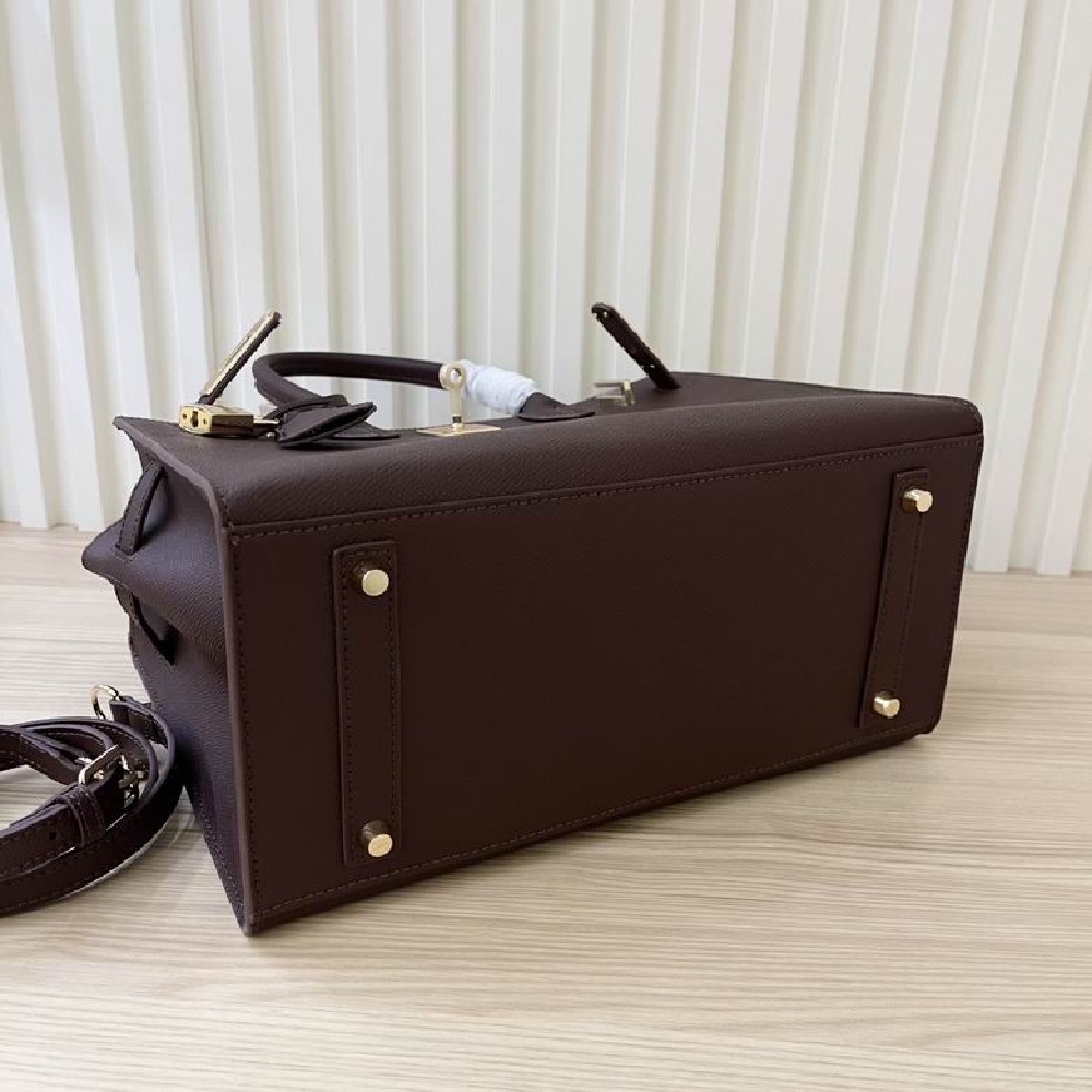 HERMES Birkin 25 Handbag, Women's Style, Saddle Red