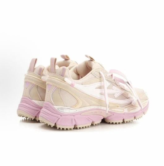 OFF-WHITE Be Right Back low-top casual shoes with lace-up logo, woman and manbeige pink, global purchase