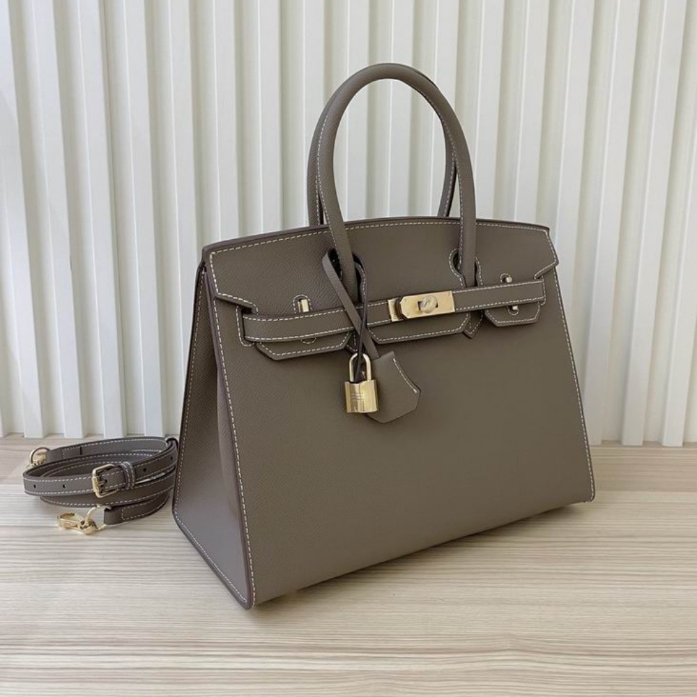 HERMES Birkin 30 Handbag, Women's Style, Elephant Grey