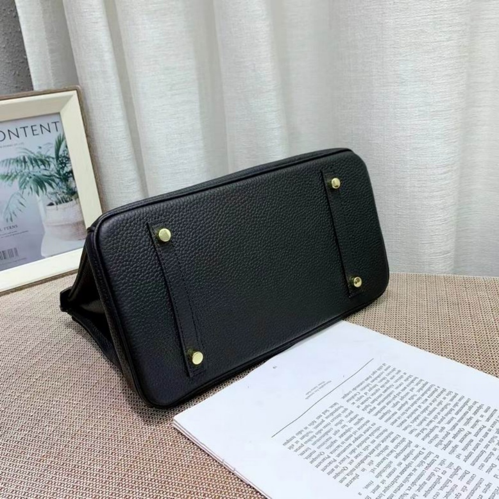 HERMES Birkin with Rose Gold Buckle, Togo Leather, Women's Style, Black