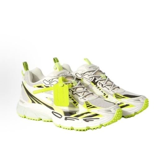 OFF-WHITE round-toe lace-up low-top casual shoes for man and woman, fluorescent yellow