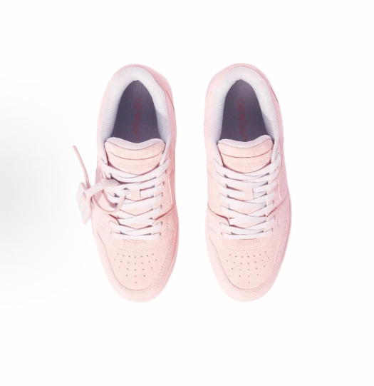 OFF-WHITE Out Of Office Suede round-toe lace-up low-top sneakers for women are available worldwide in pink