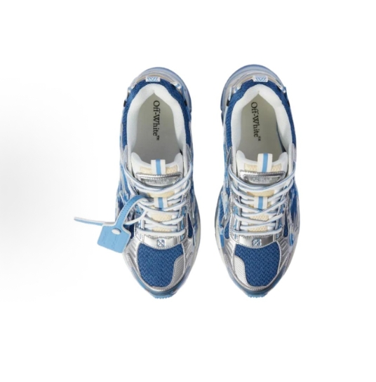 OFF-WHITE Be Right Back round-toe lace-up low-top casual shoes for women and man blue