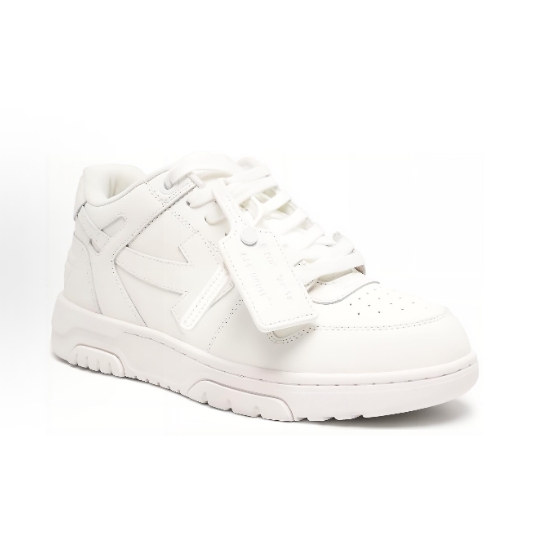 OFF-WHITE Out Of Office leather versatile and fashionable low-top sneakers for men in white