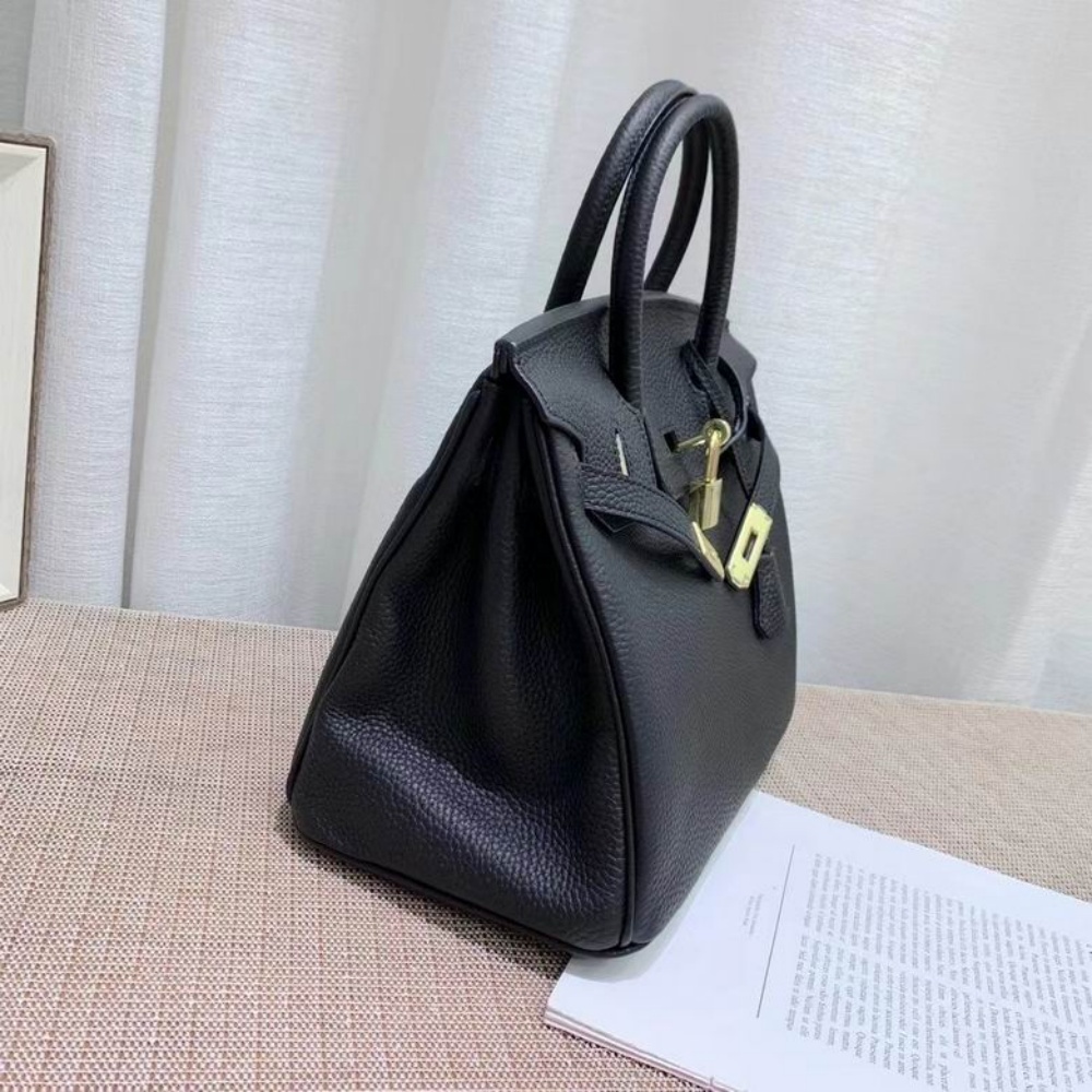 HERMES Birkin with Rose Gold Buckle, Togo Leather, Women's Style, Black