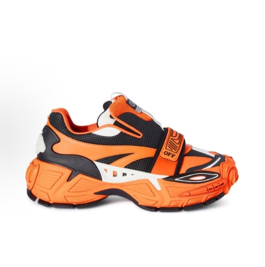 OFF-WHITE Glove mesh fabric patchwork set, shock-absorbing, anti-slip, wear-resistant, low-top casual shoes for men, orange and black, global purchase