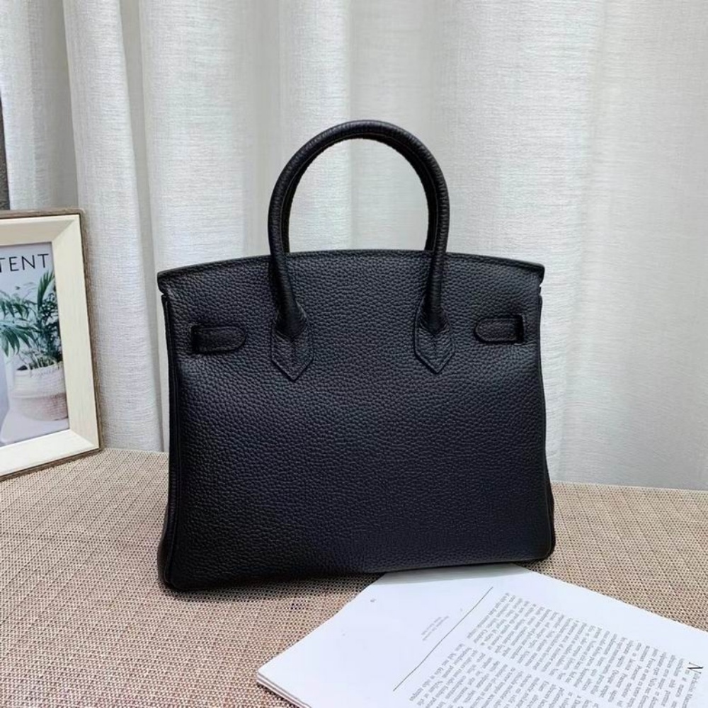 HERMES Birkin with Rose Gold Buckle, Togo Leather, Women's Style, Black