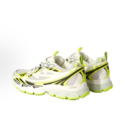 OFF-WHITE round-toe lace-up low-top casual shoes for man and woman, fluorescent yellow