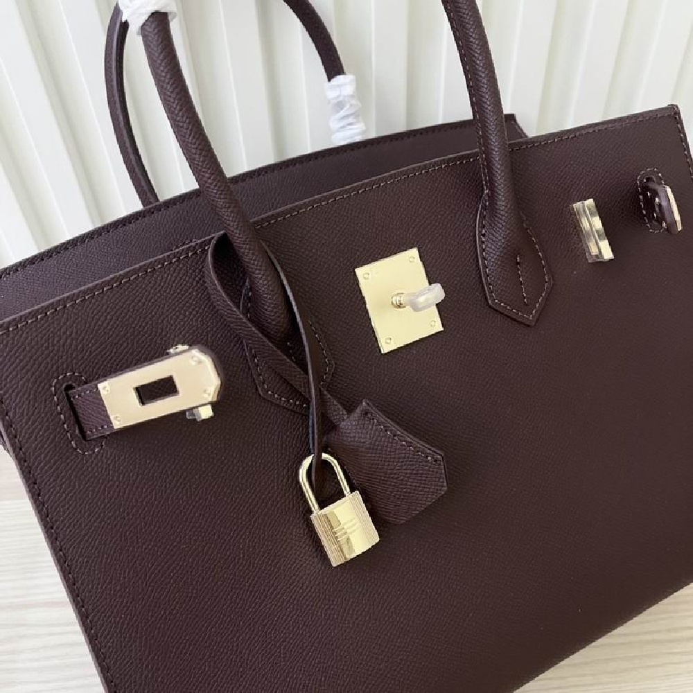 HERMES Birkin 25 Handbag, Women's Style, Saddle Red