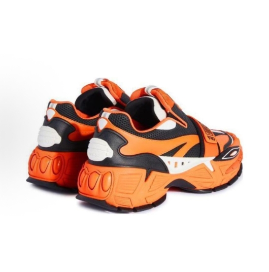 OFF-WHITE Glove mesh fabric patchwork set, shock-absorbing, anti-slip, wear-resistant, low-top casual shoes for men, orange and black, global purchase