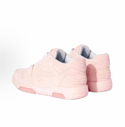 OFF-WHITE Out Of Office Suede round-toe lace-up low-top sneakers for women are available worldwide in pink