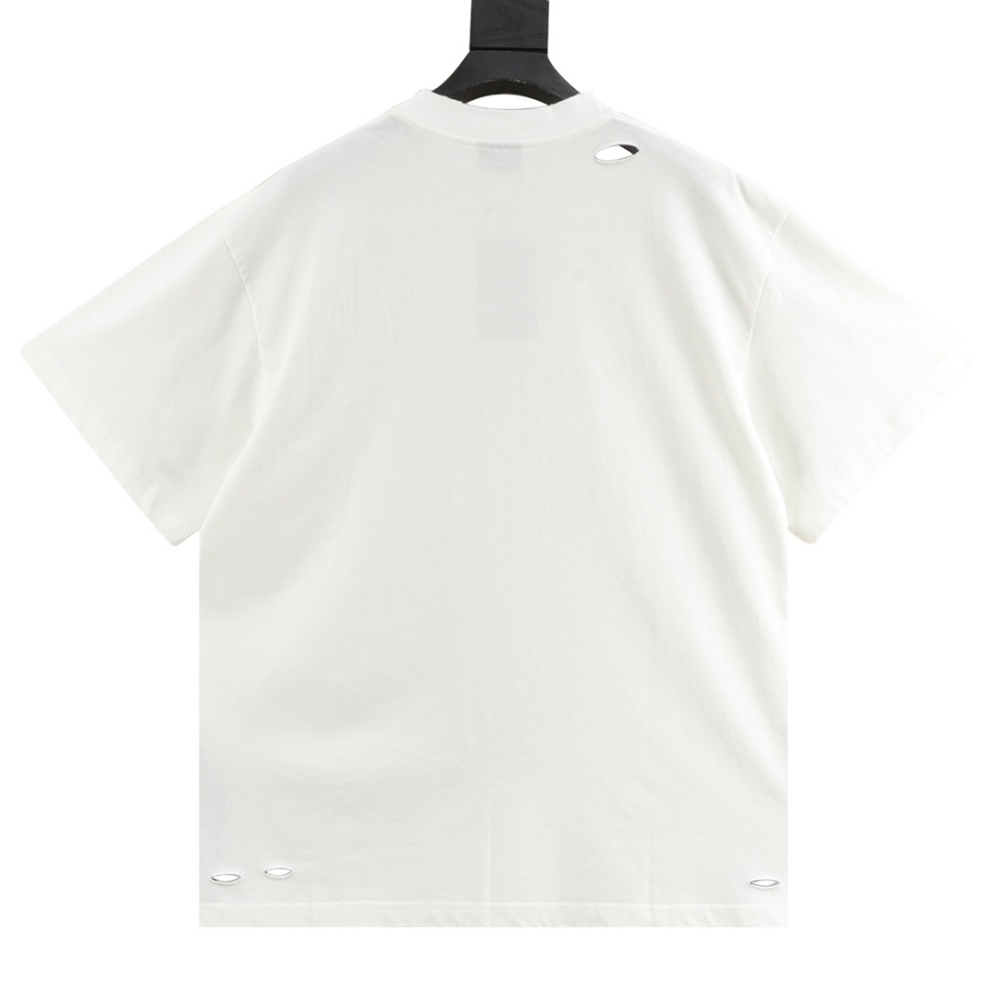 Balenciaga Alphabet - number Print Eye Chart - inspired Ripped and Distressed Short - Sleeve Shirt