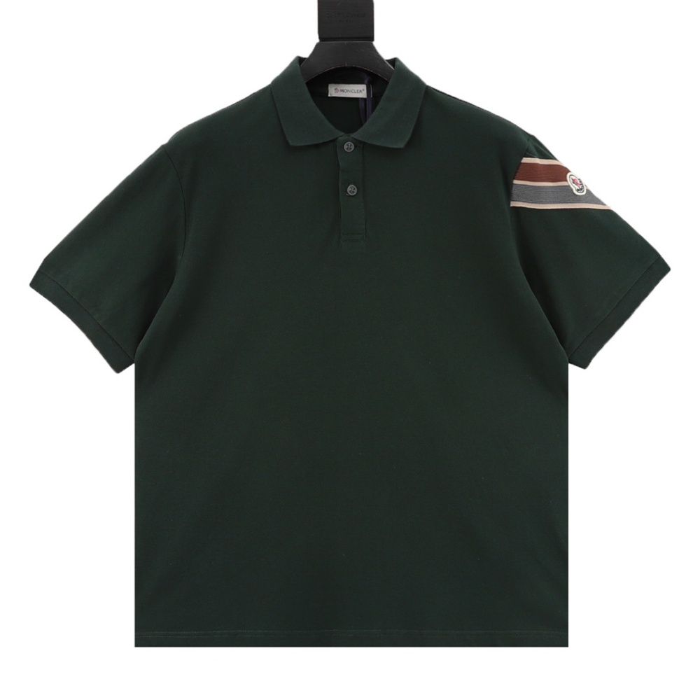 Moncler short - sleeve polo shirt with sleeve webbing