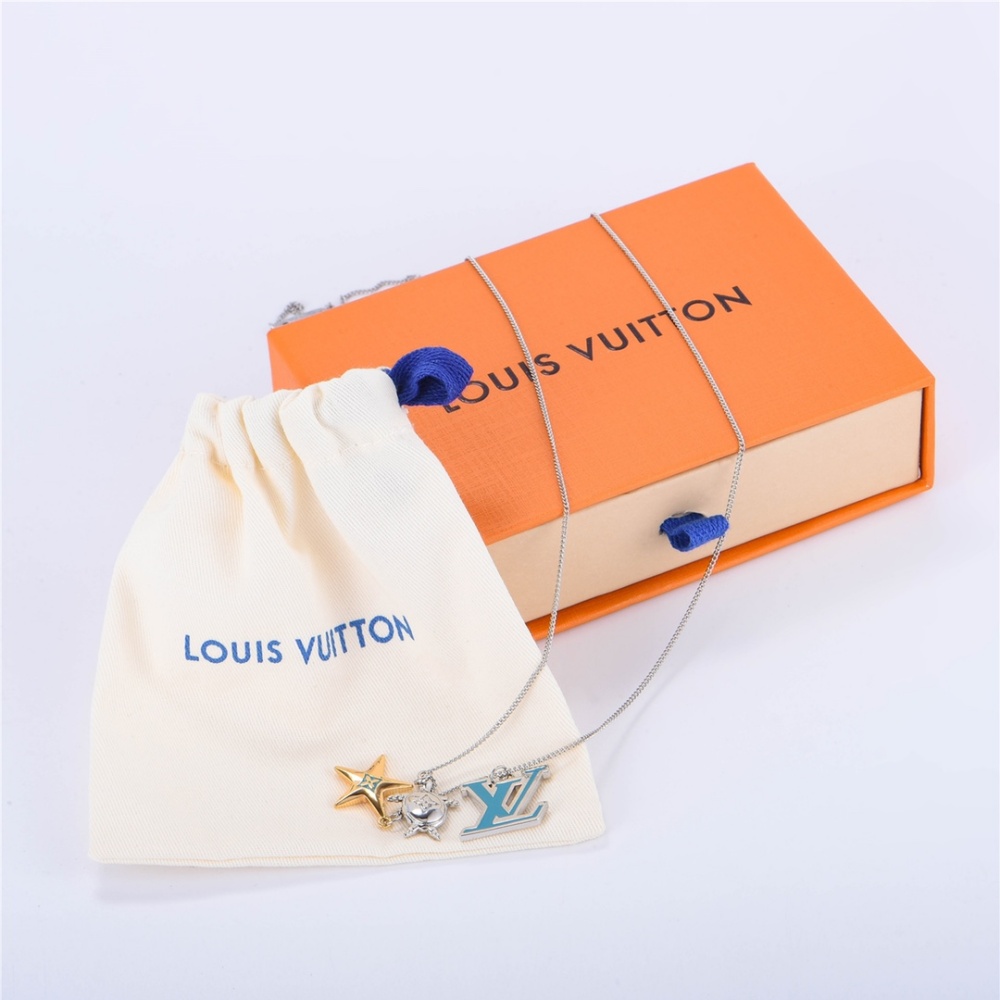 Louis Vuitton Classic LV Logo Pendant Necklace