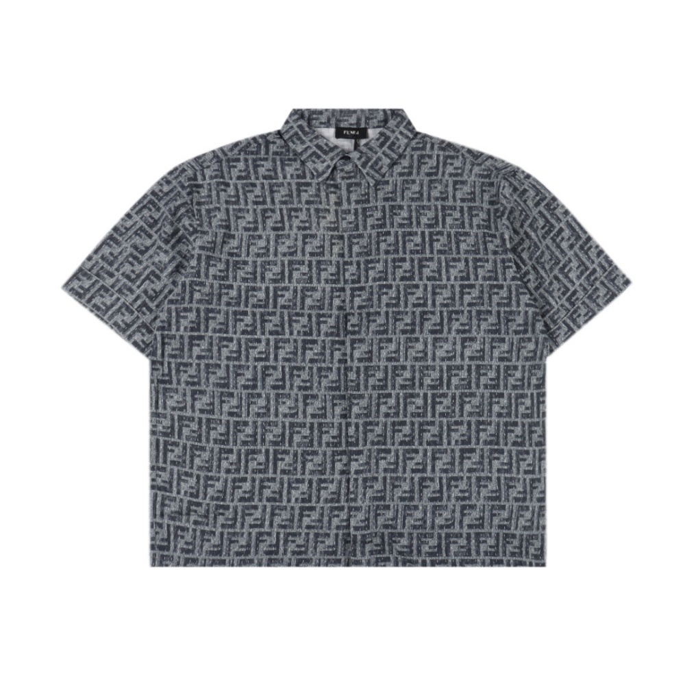 FENDI FD Plain - Stitch FF Jacquard Short - Sleeve Shirt
