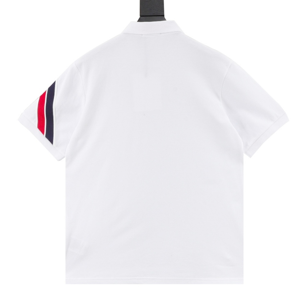 Moncler Short - Sleeve Polo Shirt with Sleeve Tape