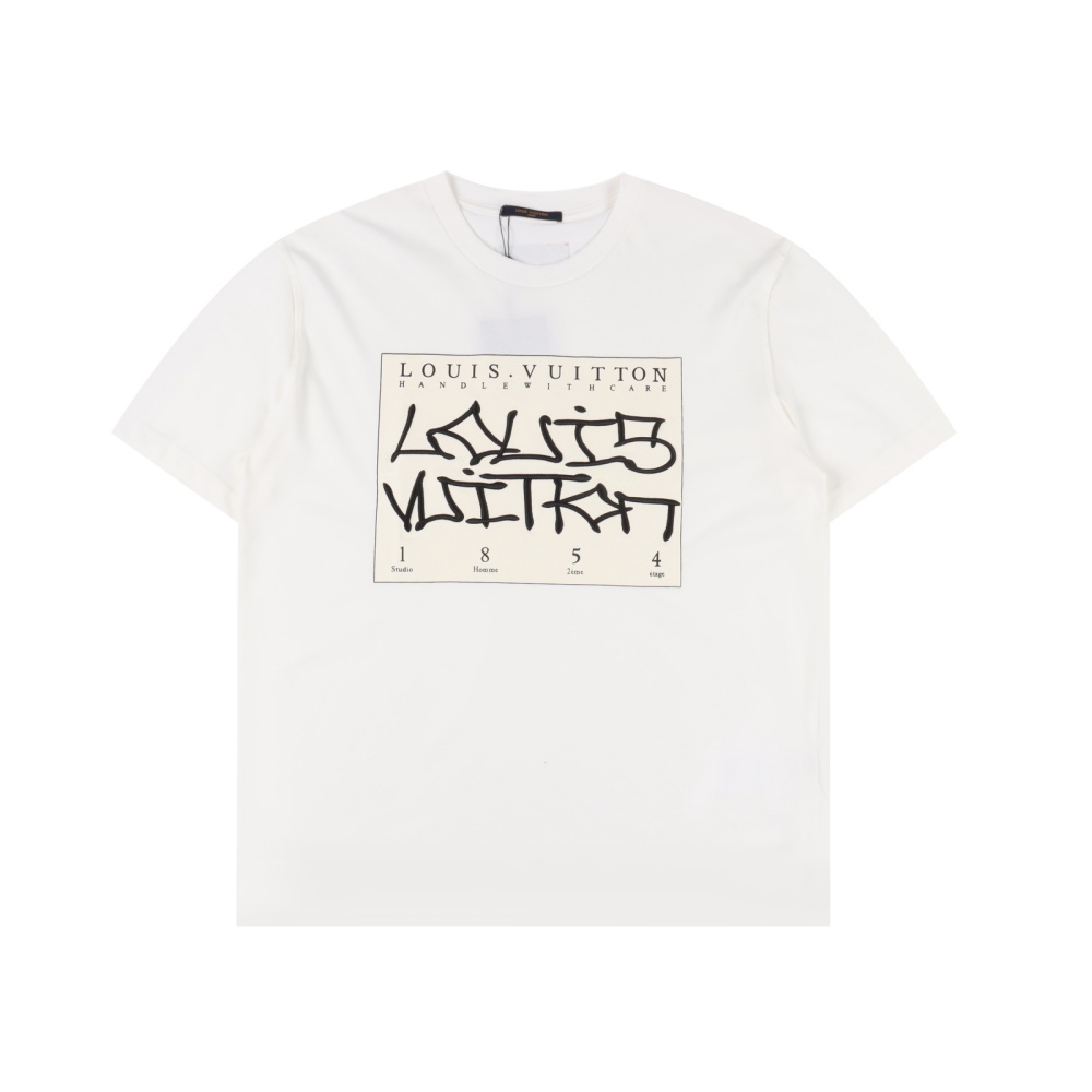 Louis Vuitton three - dimensional printed and embroidered short - sleeve top