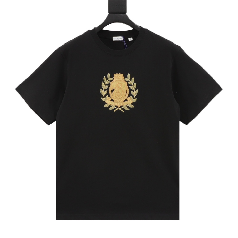 Burberry Oak Leaf Shield Logo Embroidered Short - Sleeve Shirt