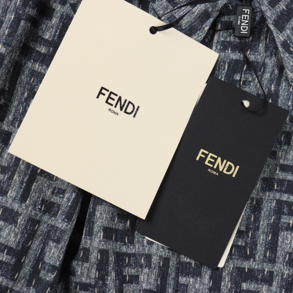 FENDI FD Plain - Stitch FF Jacquard Short - Sleeve Shirt
