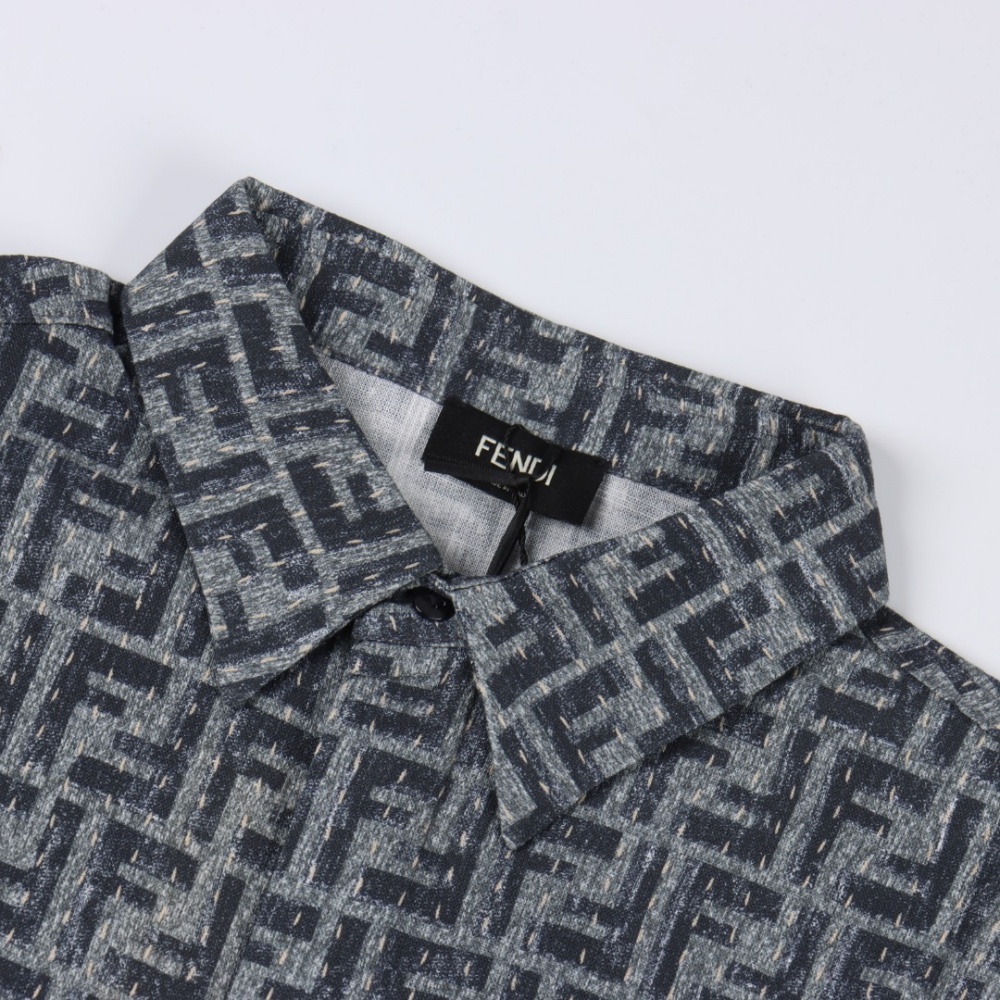 FENDI FD Plain - Stitch FF Jacquard Short - Sleeve Shirt