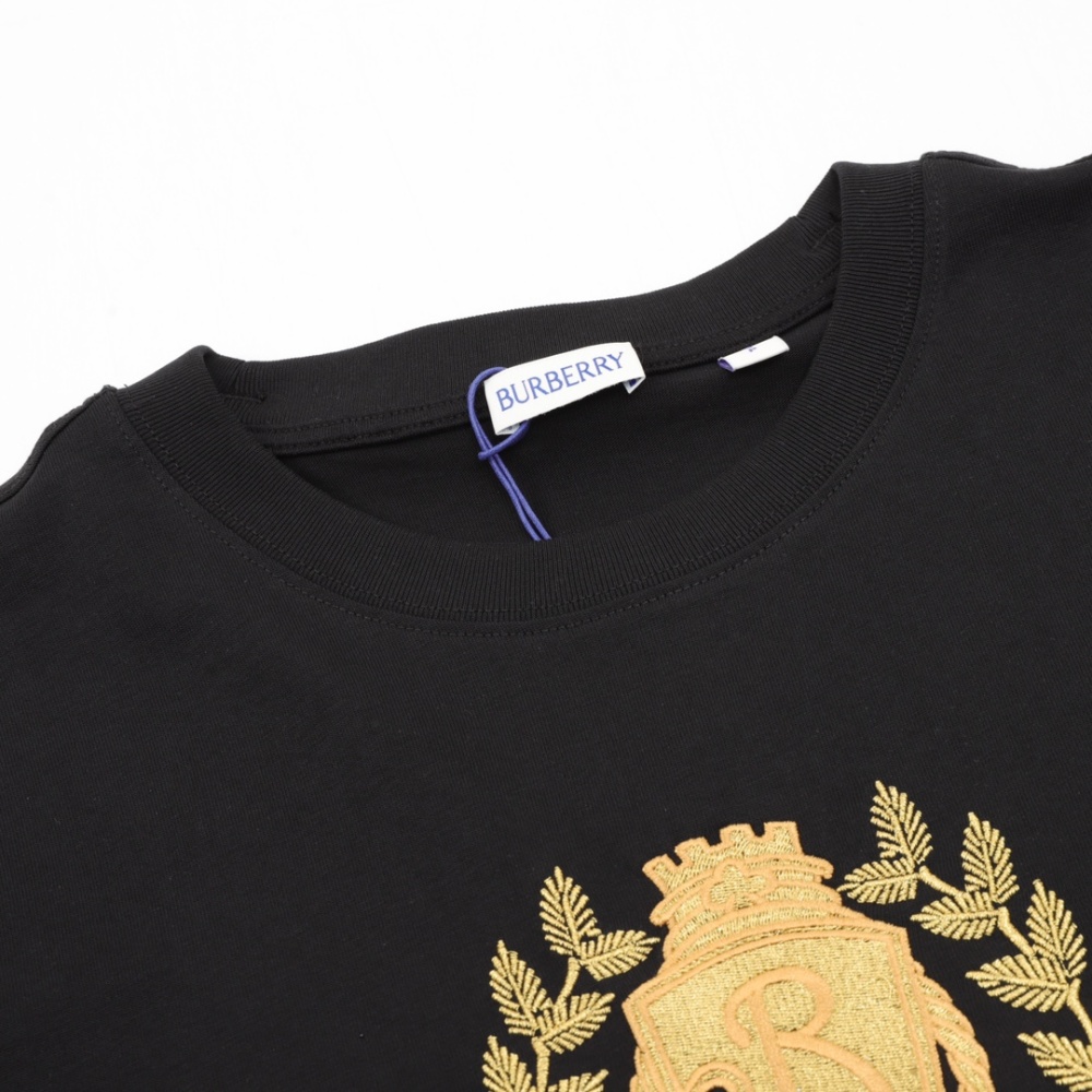 Burberry Oak Leaf Shield Logo Embroidered Short - Sleeve Shirt