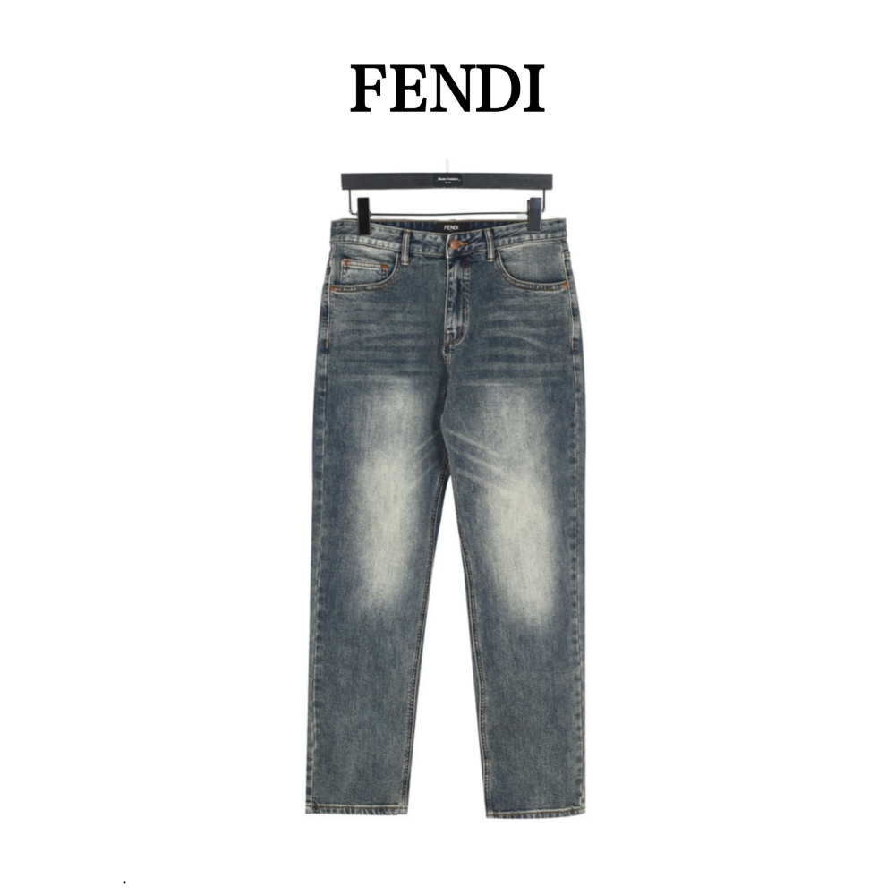 Fendi Color - embroidered Letter Denim Trousers