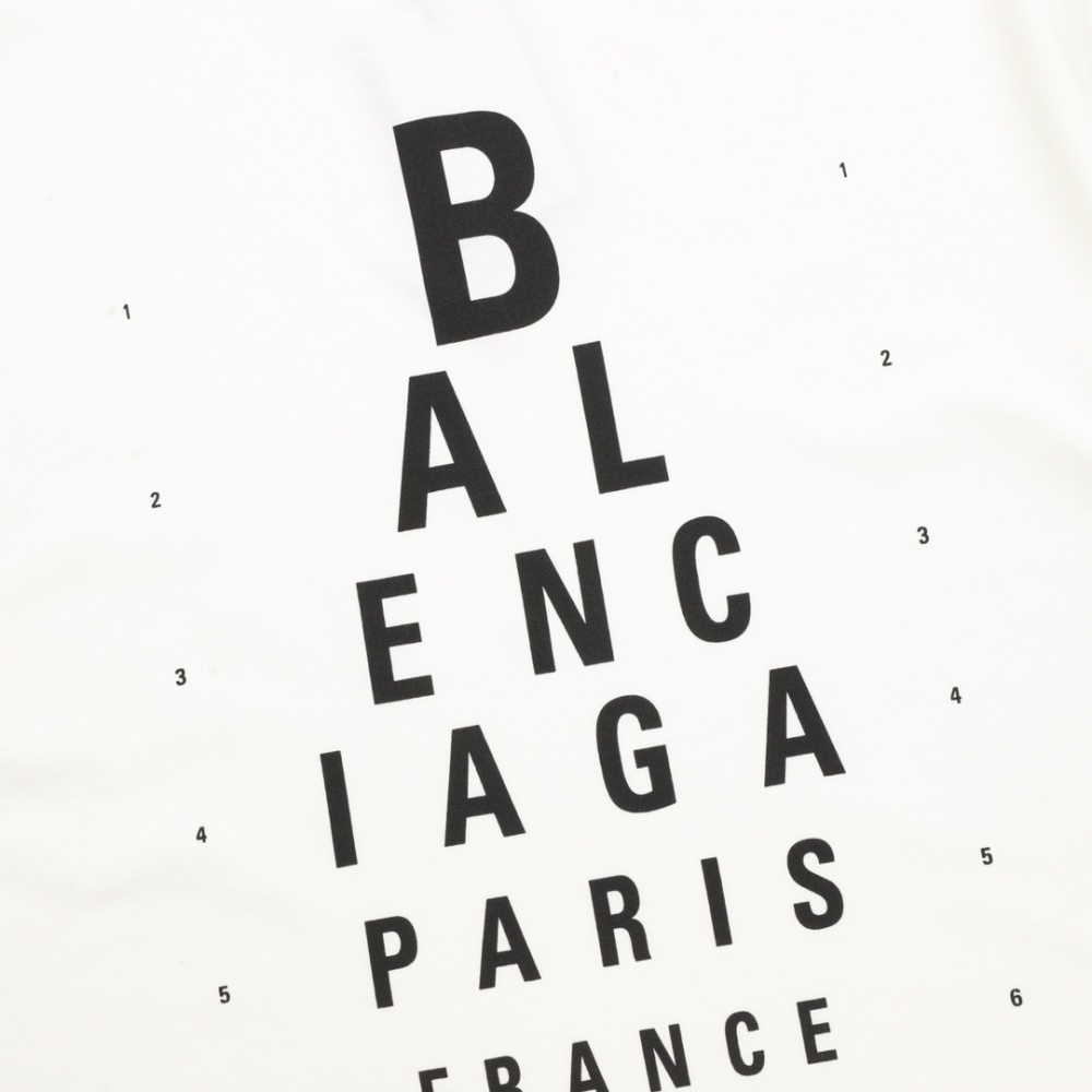 Balenciaga Alphabet - number Print Eye Chart - inspired Ripped and Distressed Short - Sleeve Shirt
