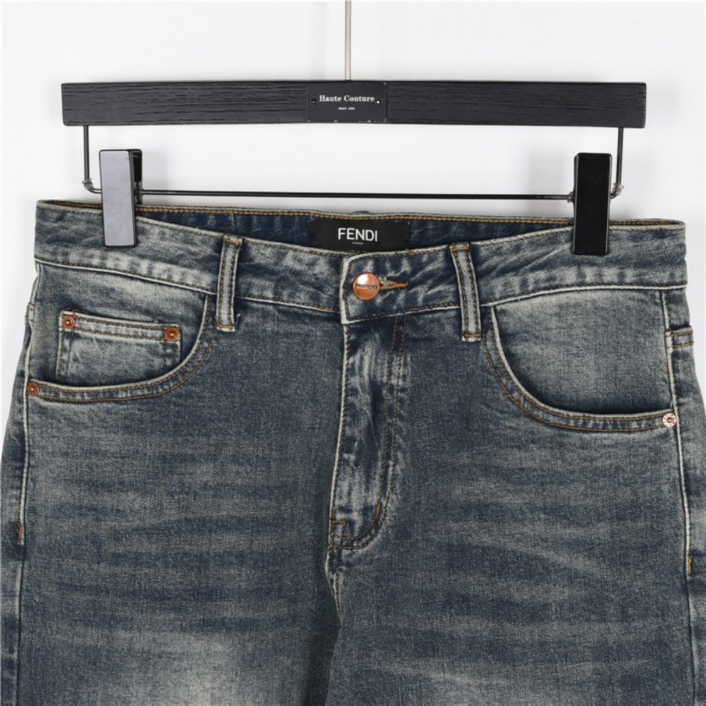 Fendi Color - embroidered Letter Denim Trousers