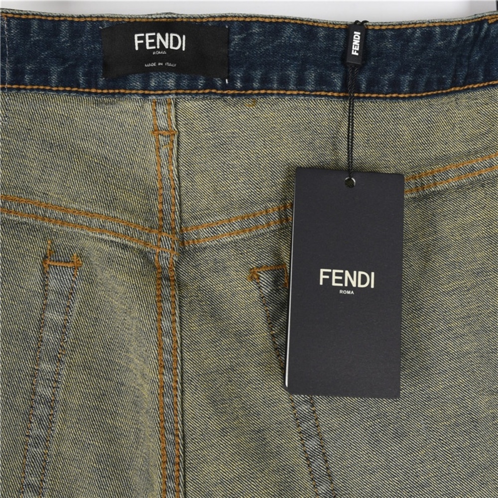 Fendi Color - embroidered Letter Denim Trousers