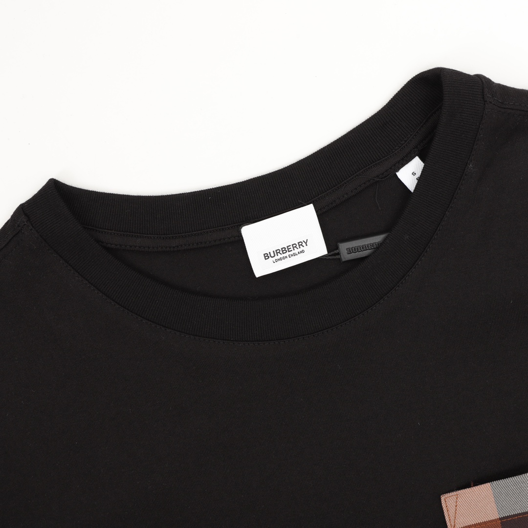 Burberry Checked Pocket Crew - neck Short - Sleeve Shirt