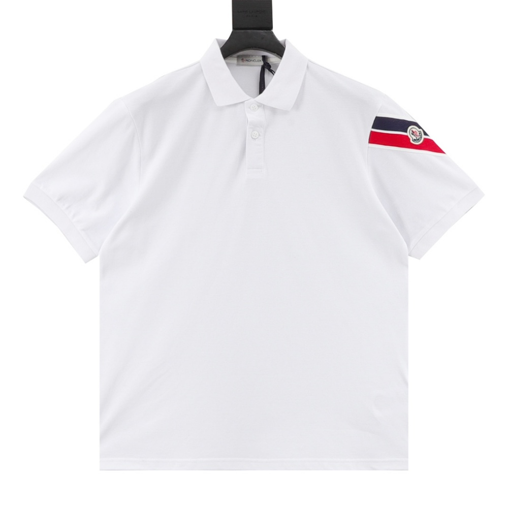 Moncler Short - Sleeve Polo Shirt with Sleeve Tape