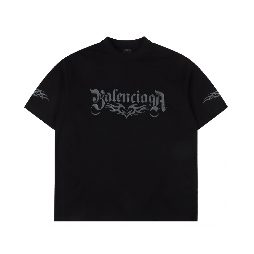 Balenciaga Short-sleeved T-shirt with Totem, Love Heart and Letter Patterns