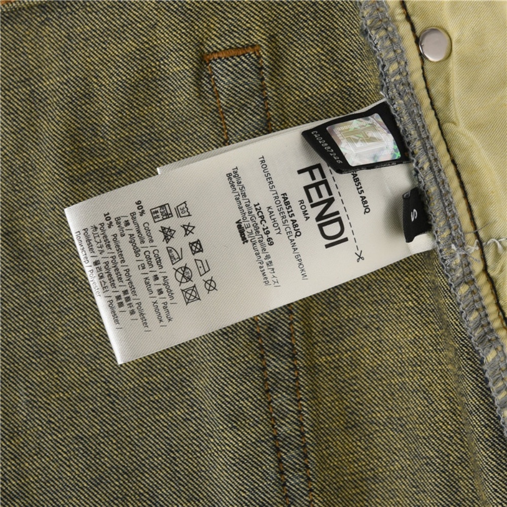 Fendi Color - embroidered Letter Denim Trousers