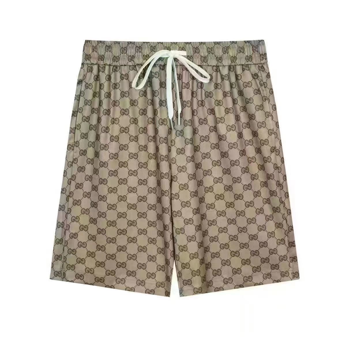 New trendy brand DL's VIO all - over - printed knee - length shorts for both men and women, which are perfect for the beach.