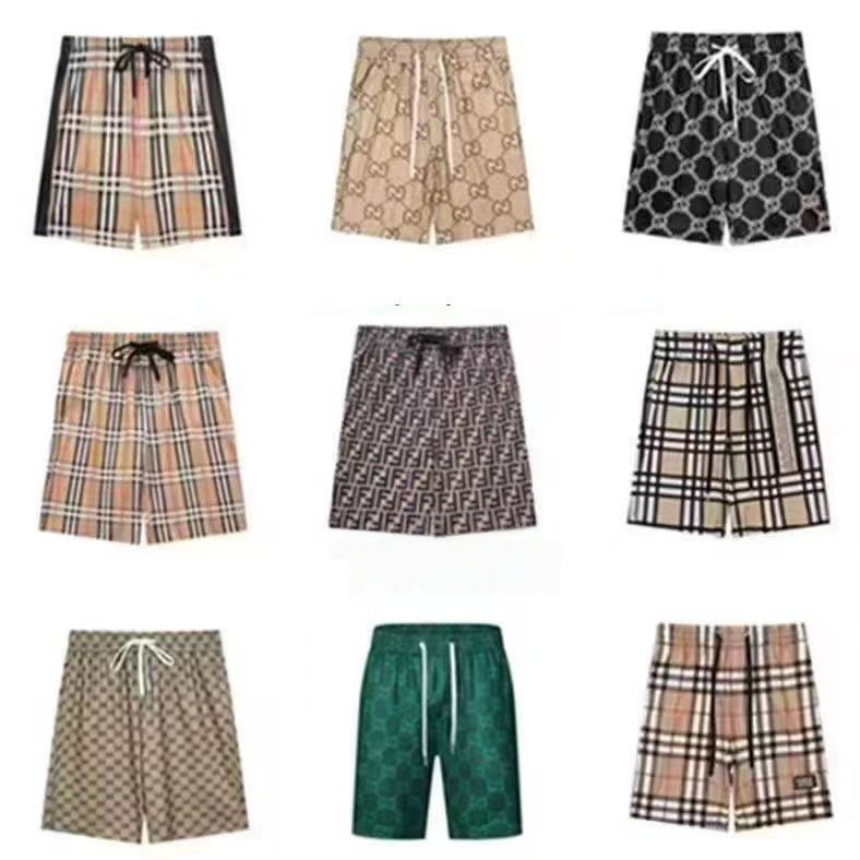 New trendy brand DL's VIO all - over - printed knee - length shorts for both men and women, which are perfect for the beach.