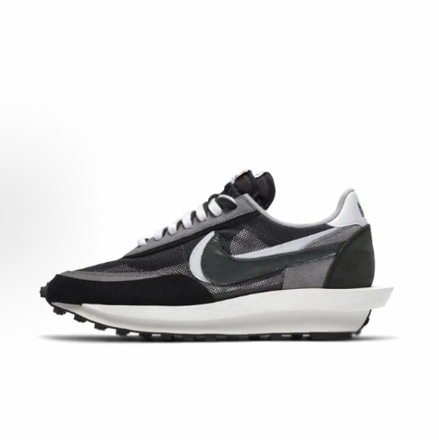 clot x sacai x Nike LDWaffle Round-toe lace-up sports low-top casual shoes for men and women, gry-blue >