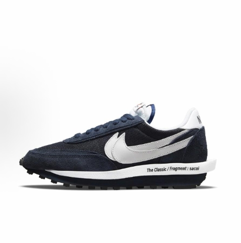 clot x sacai x Nike LDWaffle Round-toe lace-up sports low-top casual shoes for men and women, gry-blue >