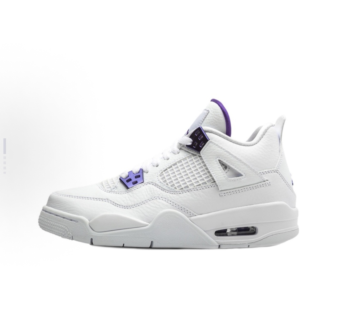 Jordan Air Jordan 4 Retro Purple Metallic cool, versatile, anti-slip, shock-absorbing and wear-resistant mid-top basketball shoes